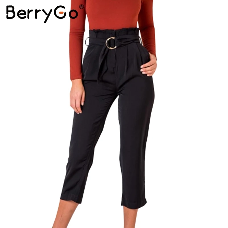 BerryGo high waist chiffon harem pants capris