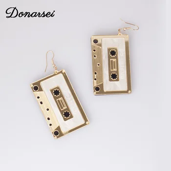 

Donarsei Vintage Tape Acrylic Earrings For Women Simple Geometric Square Acetate Tape Drop Earrings Party