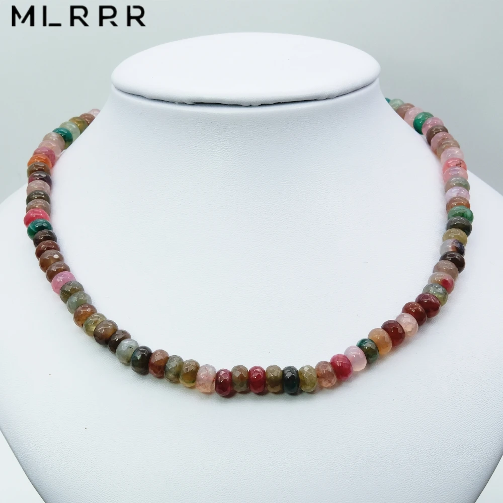 Vintage klasické přírodní klenoty šperky elegantní ušlechtilý 5 * 8 mm turmalíny korálkové přívěsky řetízek strand obojek náhrdelník 46 cm