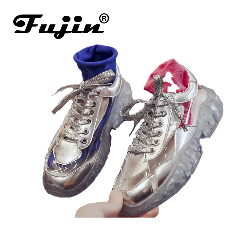 

Fujin Brand 2019 New Flat Fashion Trend Ladies Casual Shoes Transparent Bling Bling Sneakers Bottom Strap Shoes Spring Summer