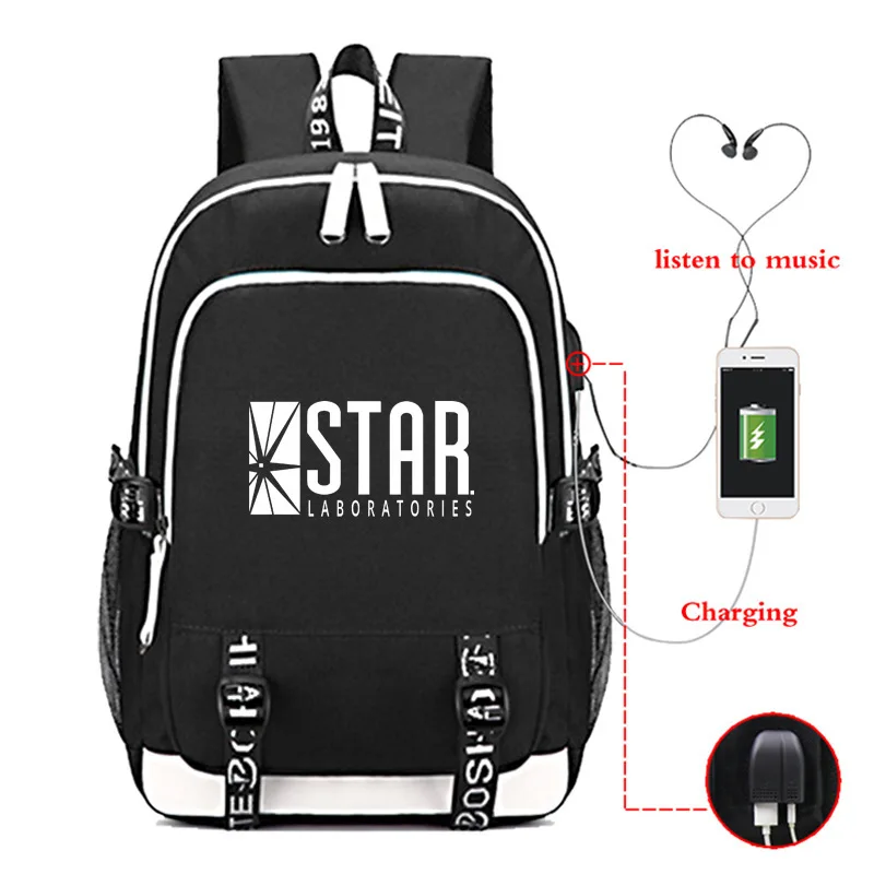 The Flash USB Backpack Laptop Bags Student School Bags Bookbag DC Comics Teens Shoulder Travel Bags