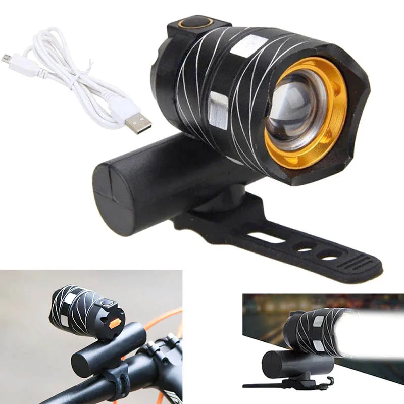 Excellent Front Bike Lights XML-T6 Tail Light Bicycle 3 Mode 18650 USB Rechargeable Flash Lamp 4