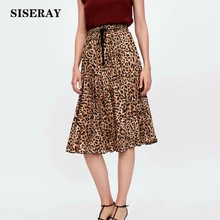 Новинка, женские леопардовые плиссированные юбки с принтом, эластичная Женская юбка миди с завышенной талией, Faldas Mujer, повседневная юбка с динозавром