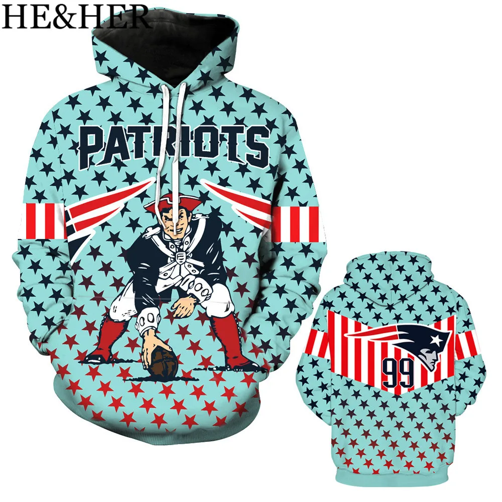 Новая мода в стиле хип хоп толстовки Для мужчин/wo мужчин England PATRIOTS печатных 3D с