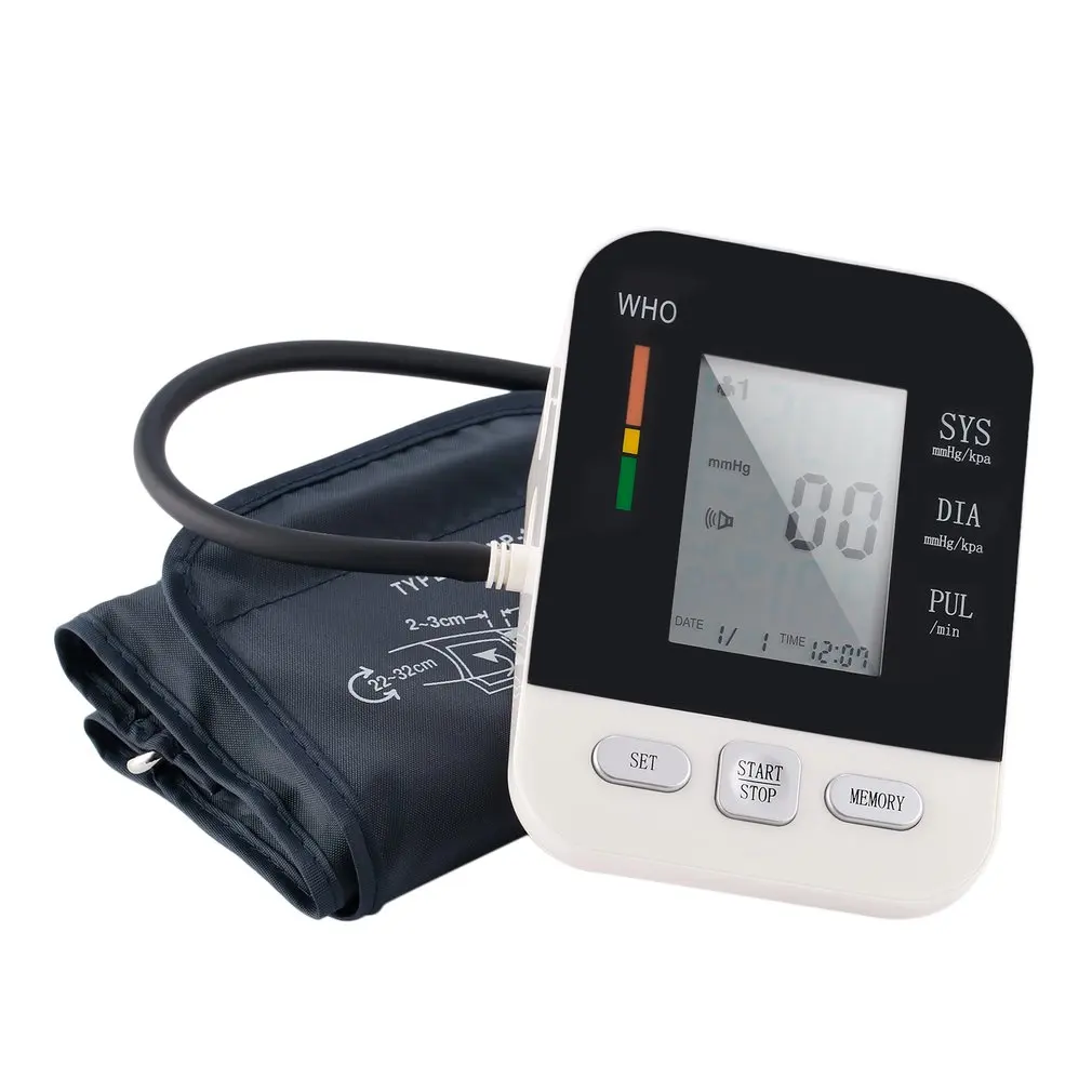 

LCD Digital Upper Arm Electronic Blood Pressure Monitor Health CareUSB Rechargeable Sphygmomanometer Heart Rate Monitor Meter