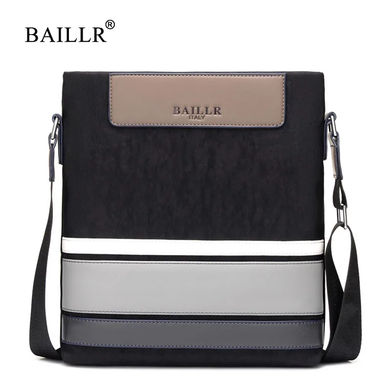 

BAILLR brand men's bag 2018 new fashion men's shoulder bag Messenger bag retro casual Oxford cloth PU mixed bag