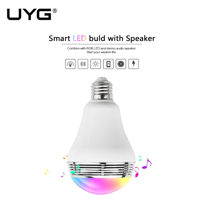 

UYG Bluetooth Speaker for mobile 3W Smart LED light Lamp music Mini wireless speaker Color Change Dimmable by IOS/Android APP