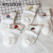 [WPLOIKJD] Япония Harajuku искусство фрукты персик клубника арбуз банан печати Носки ярких цветов забавные Женские носочки Calcetines Sox