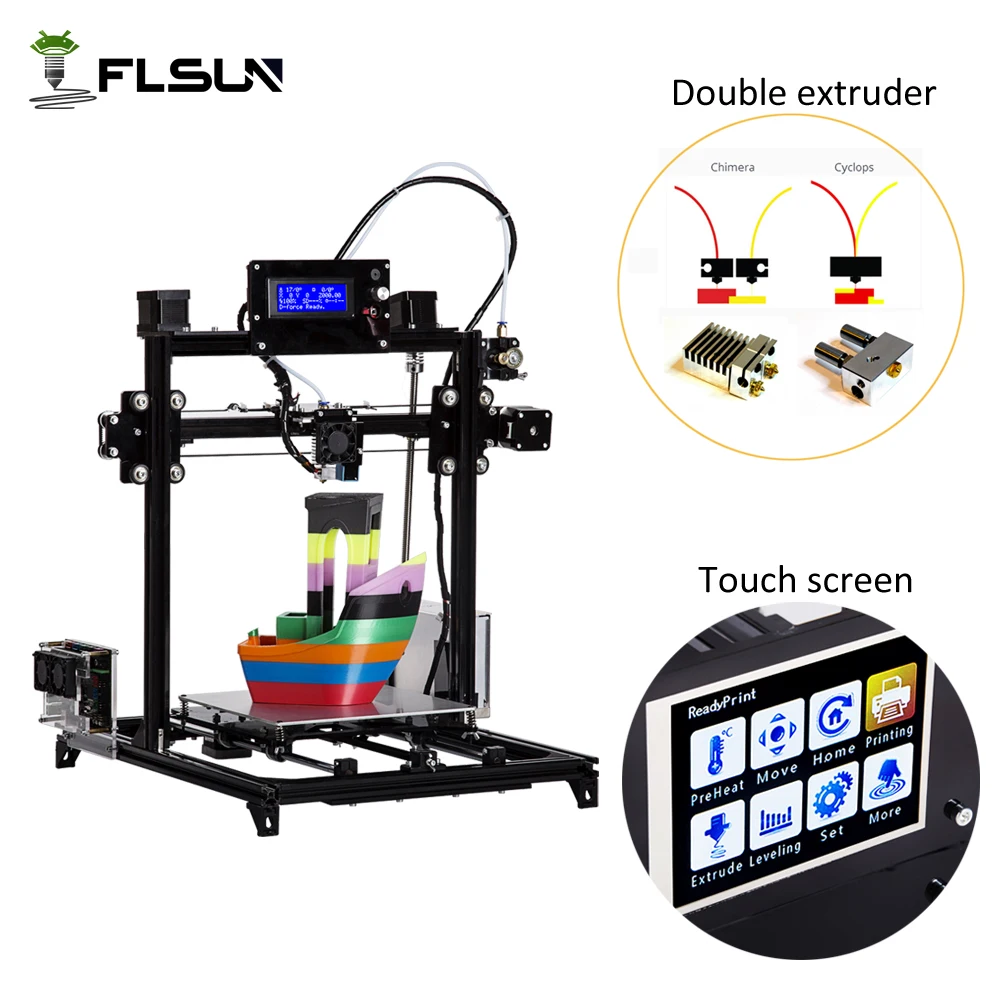 Flsun I3 3d принтер комплект ЖК-дисплей автоматическое выравнивание 3D печатная машина металлическая рамка Подогреваемая кровать варианты один рулон нити SD карта