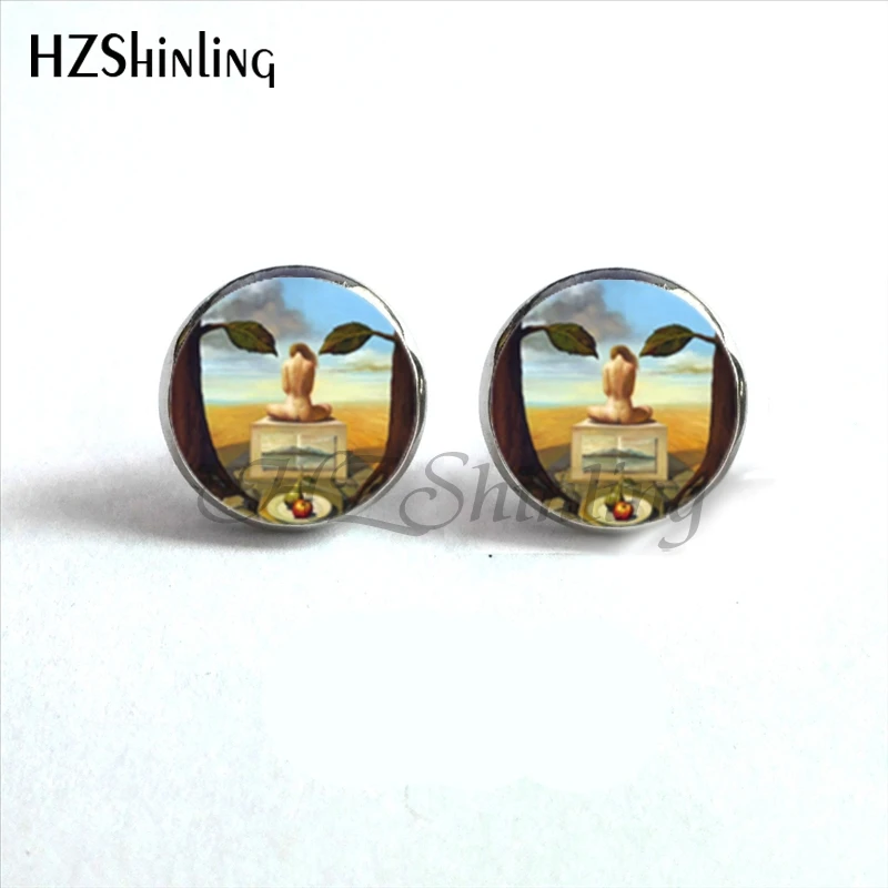 Серьги гвоздики с картинкой Сальвадора Дали серьги кабошон HZ4|ear nail|stud earringsearrings
