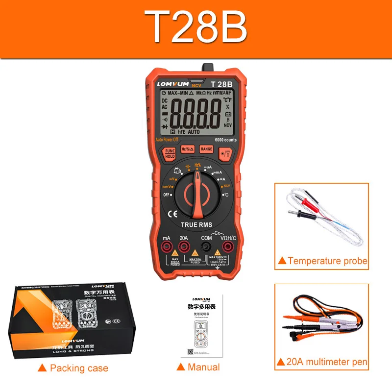 LOMVUM Digital Multimeter Auto-Ranging 6000 Counts Display