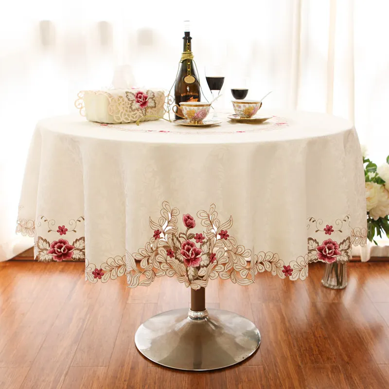 Белая кружевная скатерть, круглая скатерть из розового золота, Современная скатерть для кофейного столика, роскошная скатерть для дня рождения, салфетка E3 - Цвет: see chart