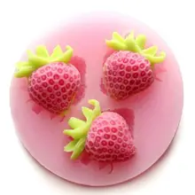 Горячая новинка три отверстия Клубника Фрукты силиконовые формы помадка формы Сахар ремесло инструменты шоколадные формы для тортов
