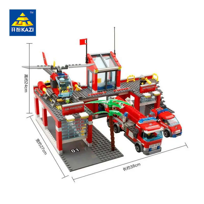 KAZI 8051 Building Blocks 774 pcs Fire Station Model Bricks Educational Toys For Children Brinquedos | Игрушки и хобби