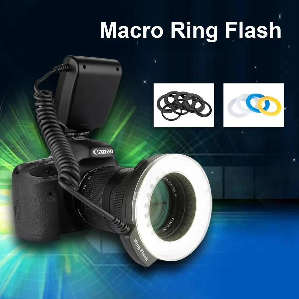 

HENYNET Excelvan CN48 Marco LED Ring Flash Light for DSLR Camera with Four Diffusers