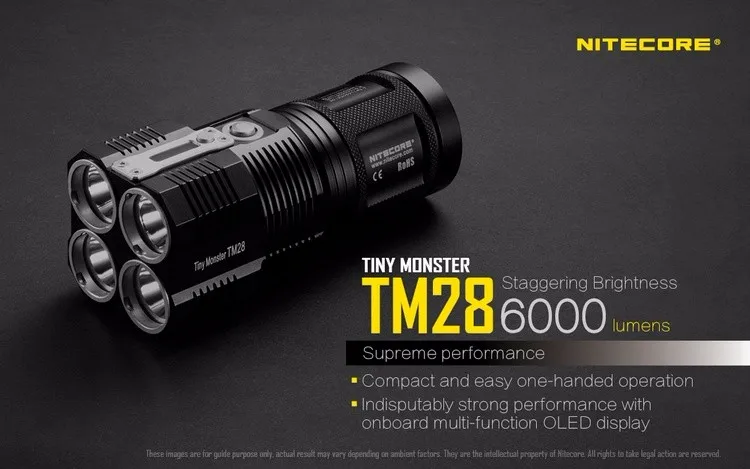 NITECORE крошечный Монстр TM28 6000 LMs CREE XHP35 HI 4xled Перезаряжаемые высокое светильник вспышки светильник Шестерни Охотничьи товары из Китая, оборудование