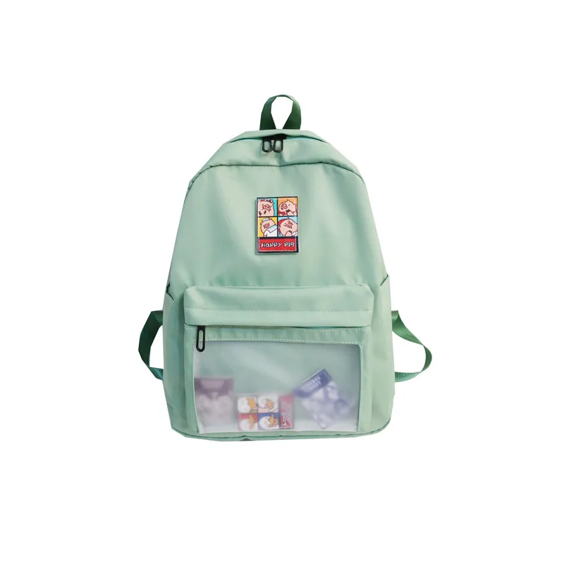 Высококачественный водонепроницаемый нейлоновый женский рюкзак, женская прозрачная передняя школьная сумка с карманами для девочек-подростков, рюкзак для путешествий - Цвет: A