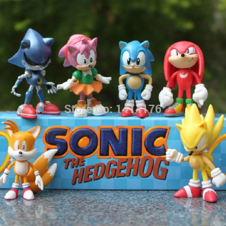 6pcs/lot Japan Anime Sonic The Hedgehog Juguetes GSC Sonic Nendoroid With Box Action Figure Super Sonic Toys Brinquedos