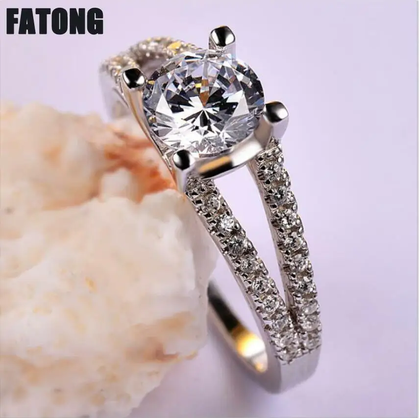 

925 sterling silver ring female Korean temperament zircon ladies personality wedding ring luxury jewelry J0416