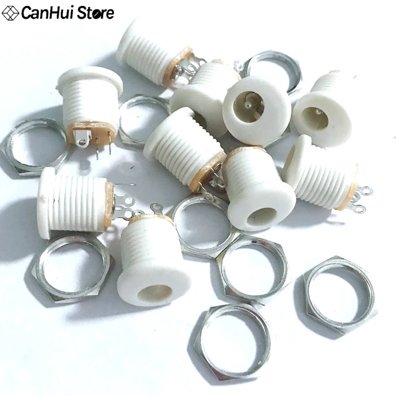 

10PCS/LOT DC022 5.5*2.1 / 5.5 x 2.1mm DC Power Socket/ DC Connector Panel Mounting DC-022 White DC Socket