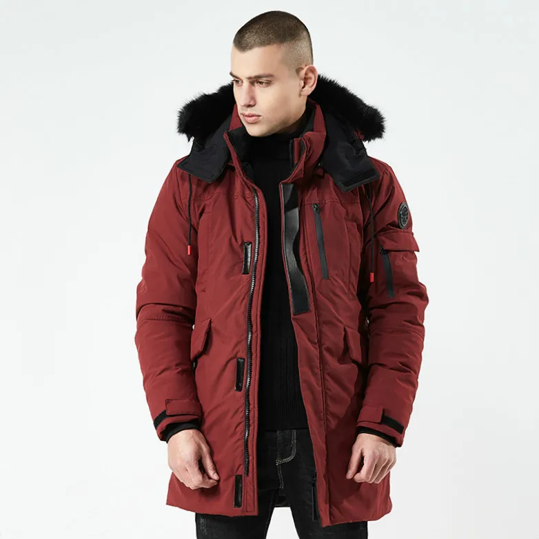 

Free shipping 2019 winter new style European and American men's mid length cotton clothes thick windproof cotton 8826