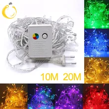 Многоцветный 10 м/20 м 100/200 светодиодный светильник 220 В гибкий светильник-гирлянда, водонепроницаемый светильник для праздника, свадьбы, вечеринки, открытый светильник ing