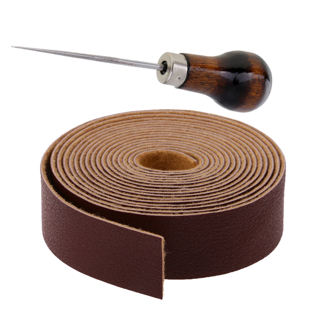 10 Meters DIY Leather Strap Leathercrafts & Drilling Awl Tool For Purse Bag Handbag Handmade Crafts