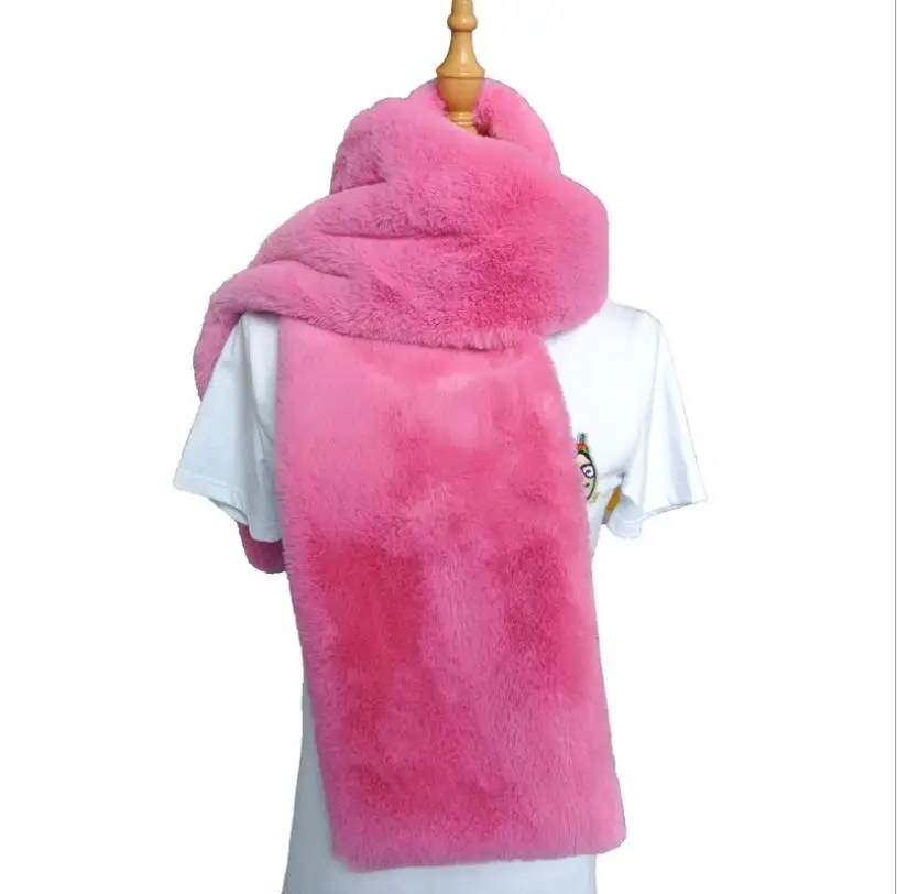 

2019 Newest Womens Winter Autumn Fake Rabbit Fur Scarfs Fashion Warm Faux Fur Scarf Newest Female Solid Color Neckerchiefs K1131