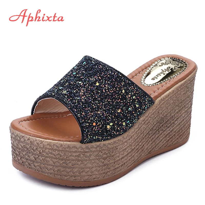 Aphixta Summer Wedge Slippers Platform 