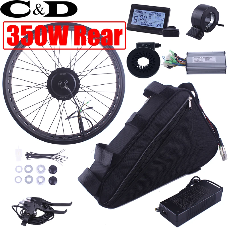 350W 48V 15.6AH Electric Fat Bike ebike conversion kit XF15 Fat Motor wheel MXUS Triangle bag
