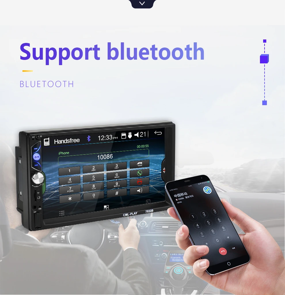 Mirror link Android 9,0 2 din автомобильное радио Авторадио 7 ''мультимедийный плеер Bluetooth handsfree FM/TF/USB камера заднего вида автомобильное радио