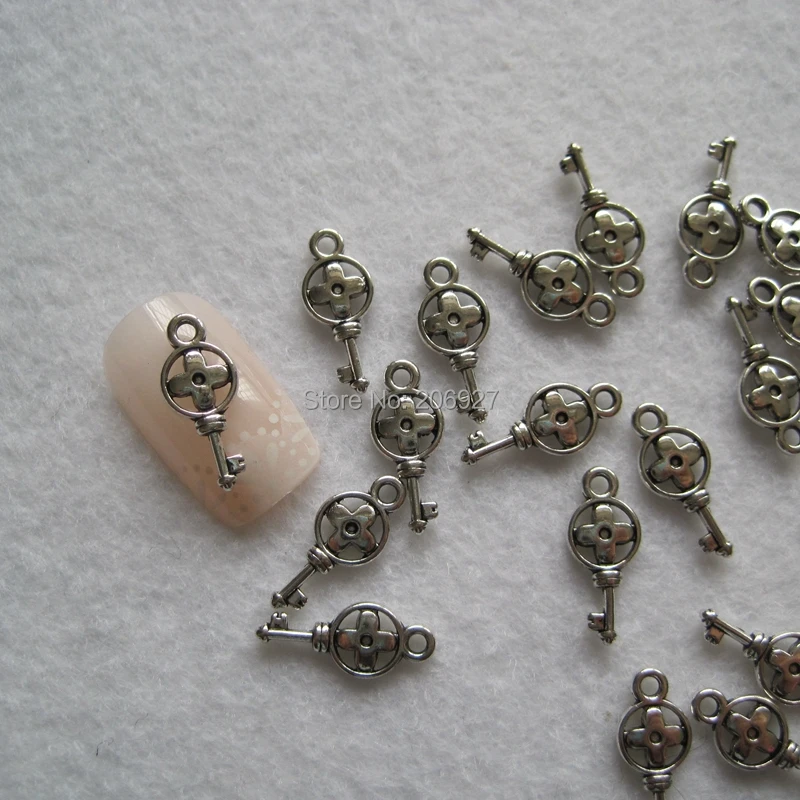 

MP-12 10pcs Fancy Black key Pendant Deco Metal Charms Metal Deco Charms Nail Art