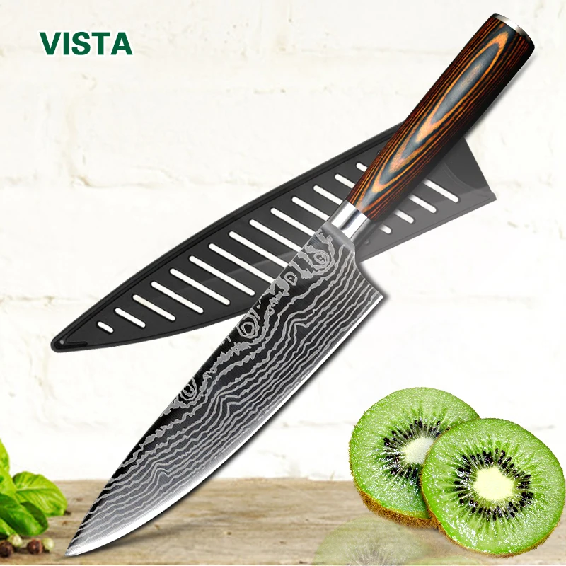 Chef Knife Imitation Damascus steel 7CR17 440C Santoku kitchen Knife Sharp Cleaver Slicing Knife Gift Knife High quality Chef Knife Imitation Damascus steel 7CR17 440C Santoku kitchen Knife Sharp Cleaver Slicing Knife Gift Knife High quality