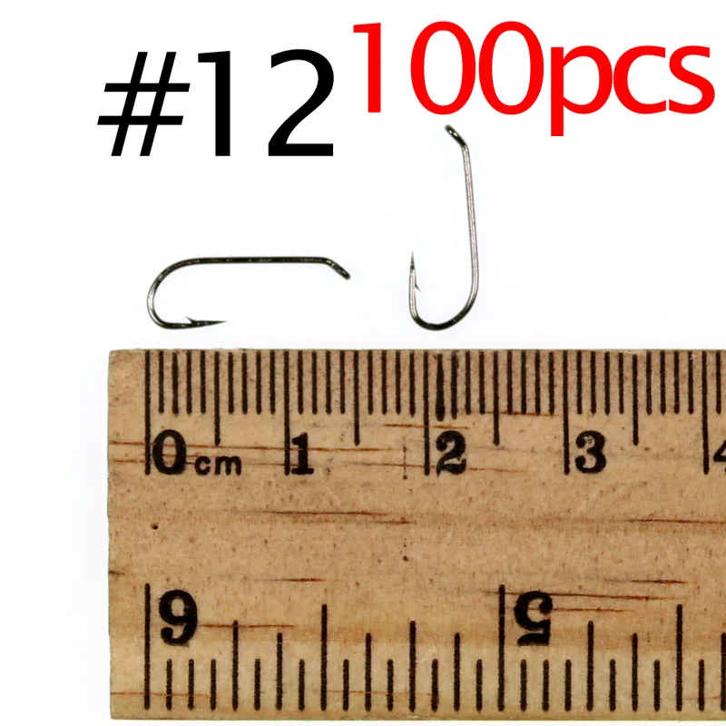 100 шт.#8#12#20 сухие мухобойные крючки Япония сильные и острые сухие мухобойные крючки для привязывания черного никеля для ловли форели - Цвет: 100pcs size 12