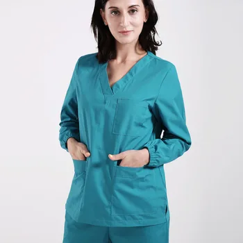 

Winter Women's Nursing Uniform Medical Scrubs Doctor Workwear V Neck Top and Pant Hospital Suit Dentist Work Uniforms