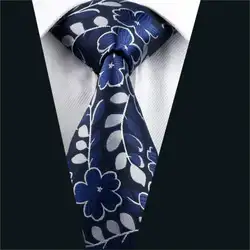 Dh-1160 Для мужчин S галстук темно-синий цветочный галстук шелк жаккард Галстуки для Для мужчин Бизнес Свадебная нарядная одежда, Бесплатная