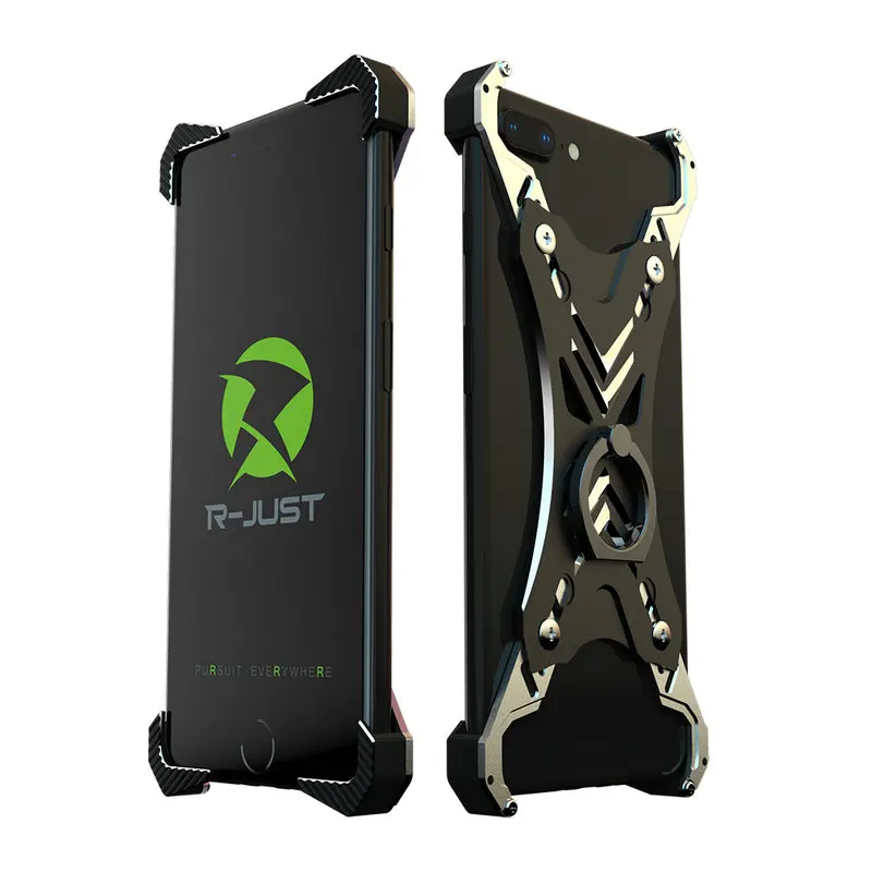 

R-just X Shape Ring Holder case For iPhone X Personality Shell for iPhone 6s 7 8 plus Case Metal Bumper