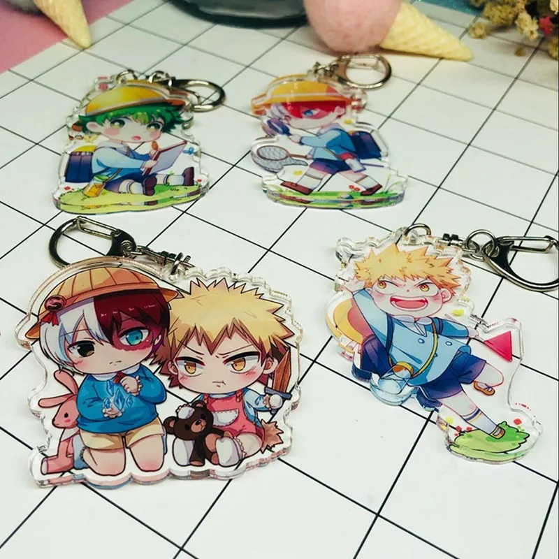 

My Hero Academia Keychain Cute Double Sided Key Chain Pendant Acrylic Anime Accessories Cartoon Key Ring