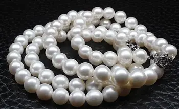 

HUGE PERFECT ROUND 18"10-11MM SOUTH SEA GENUINE WHITE PEARL NECKLACE 925 silver
