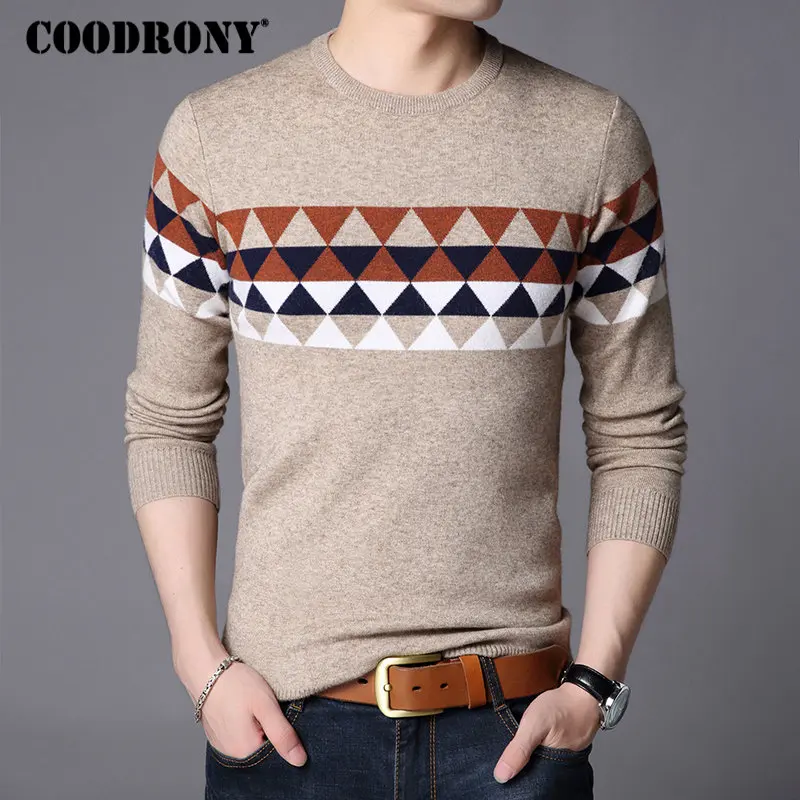 

COODRONY Christmas Sweater Men Clothes 2018 Autumn Winter Thick Warm Mens Sweaters Casual O-Neck Cashmere Wool Pullover Men 8254