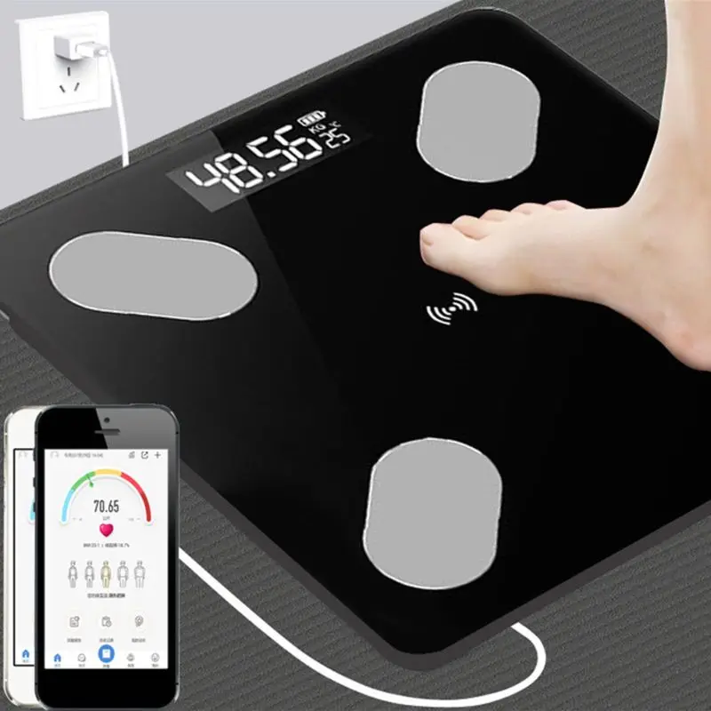 

1PC Bluetooth Digital Smart Slim Body Fat Weight Scale LCD Health Fitness BMI Muscle Bathroom Scale for weight loss