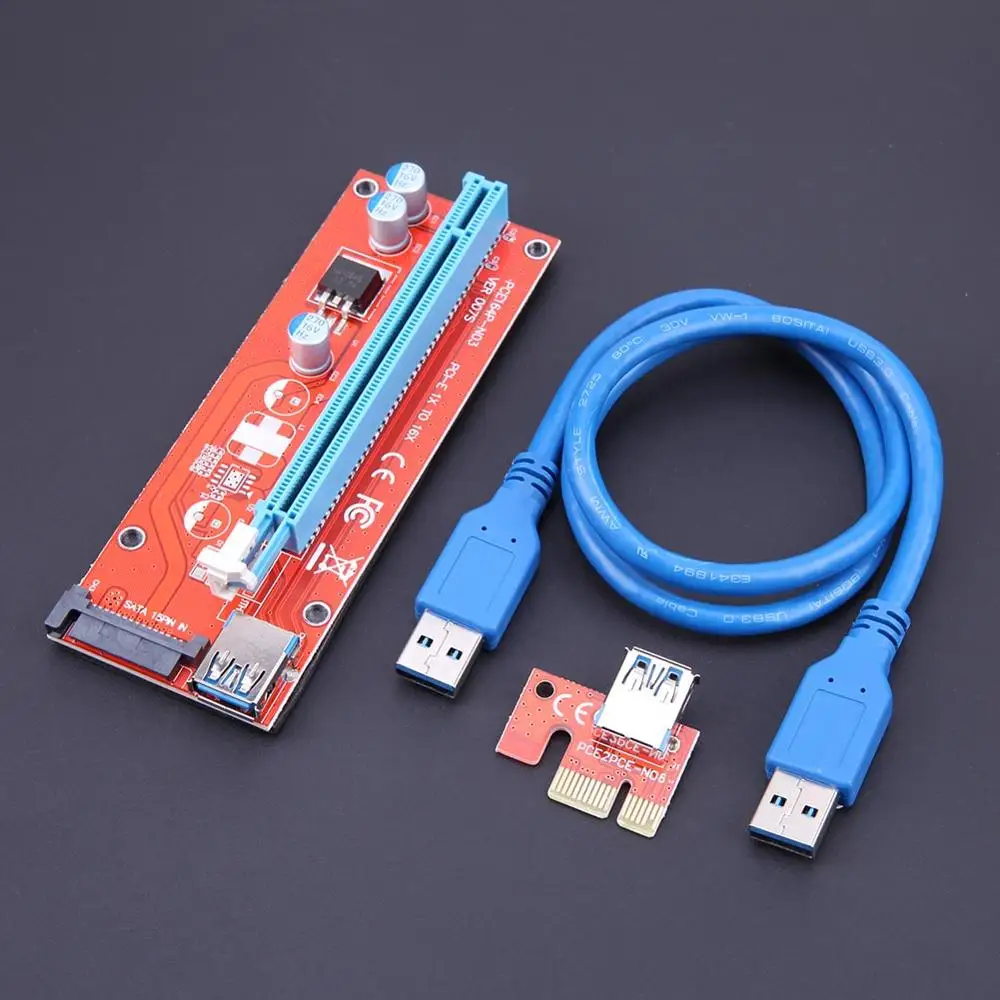 PCI-E удлинитель Riser Card PCI Express 1X to 16X рейзер плата с USB 3,0 кабель для BTC Майнер