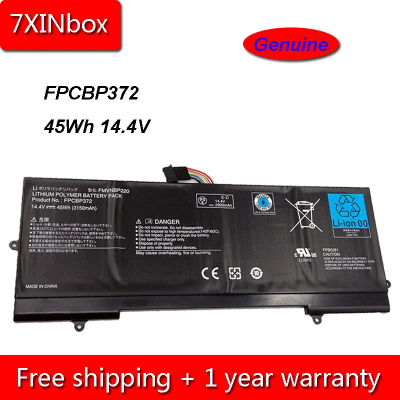 

7XINbox 45Wh 3150mAh 14.4V Genuine FMVNBP220 FPCBP372 Laptop Battery For Fujitsu Lifebook U772 Series