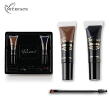 2 шт./партия, тушь для бровей, гелевый набор для макияжа, водонепроницаемый, стойкий для бровей, мягкий крем, коричневый глаз для бровей, косметический набор с кистью