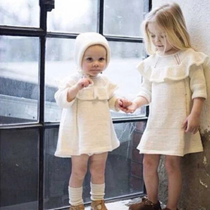 Новое платье-свитер для маленьких девочек+ шапочка, 2 предмета, одежда для девочек от 0 до 5 лет, вязаное платье для маленьких девочек брендовая хлопковая детская одежда с длинными рукавами