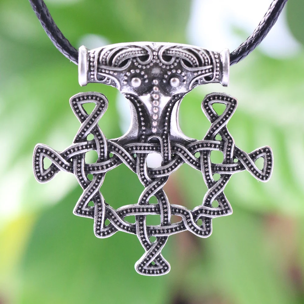 

LANGHONGNorse Vikings Amulet Pendant Necklace Norse Charm Hiddensee Thor's Hammer Scandinavian Pendant Necklace Jewelry Talisman