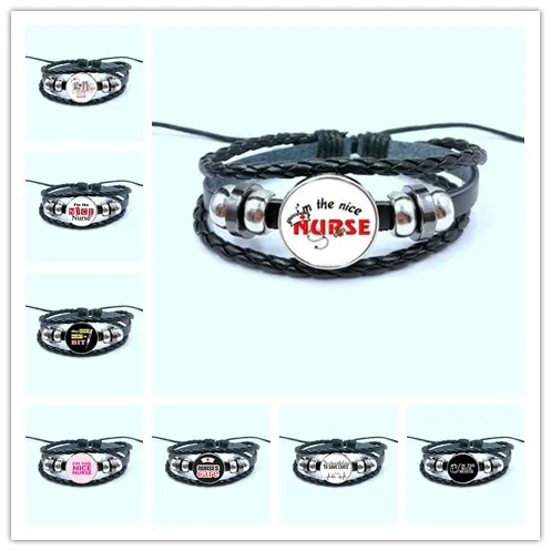 

Fashion nurse button woven leather bracelet the most kind person Doctor nurse best Bracelets souvenir gifts