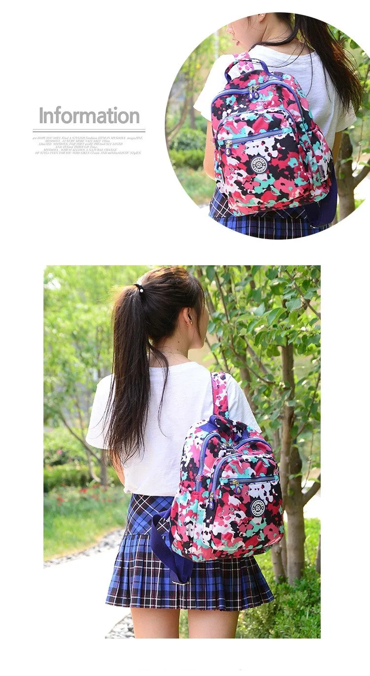 Нейлоновые рюкзаки для девочек-подростков, водонепроницаемые женские рюкзаки lovely15 цветов, школьные сумки для девочек