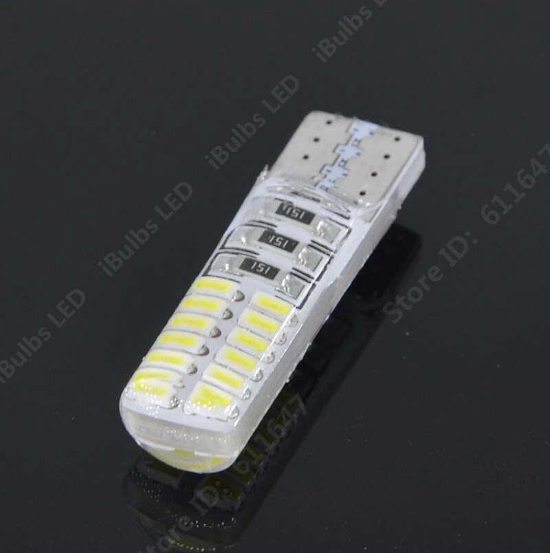 

2PCS Silica Gel T10 W5W 24 LEDs 194 501 3014 SMD Auto Car Interior lights Wedge Door Instrument Side Bulb Lamp DC 12V