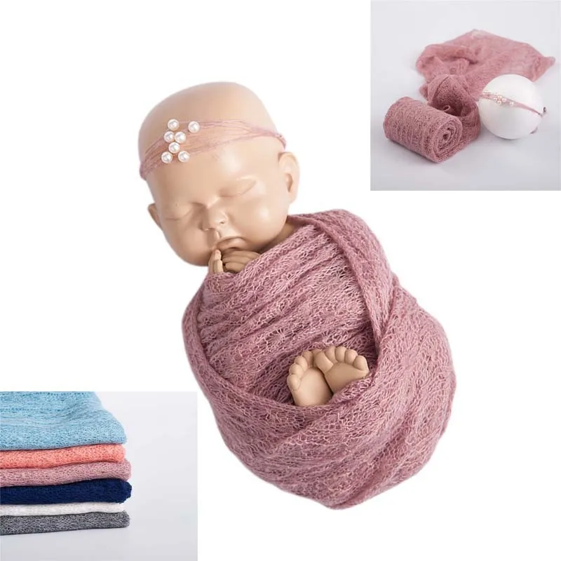 

Baby Photography Props Blanket Wraps Stretch Knit Wrap Newborn Photo Wraps Cloth Accessories Basket Filler Accessories